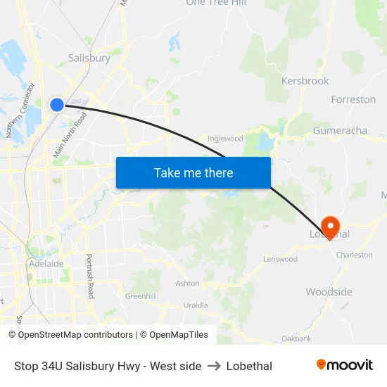 Stop 34U Salisbury Hwy - West side to Lobethal map