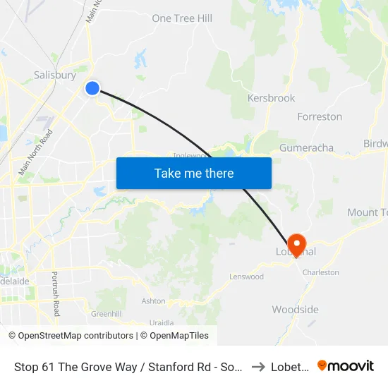 Stop 61 The Grove Way / Stanford Rd - South side to Lobethal map