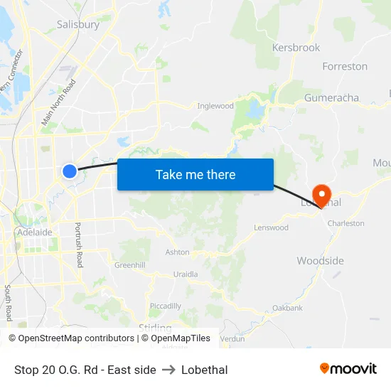 Stop 20 O.G. Rd - East side to Lobethal map