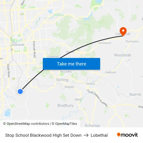 Stop School Blackwood High Set Down to Lobethal map