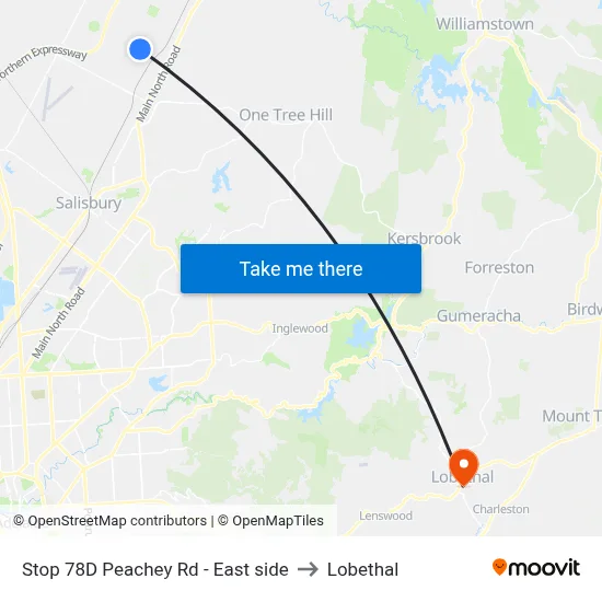 Stop 78D Peachey Rd - East side to Lobethal map
