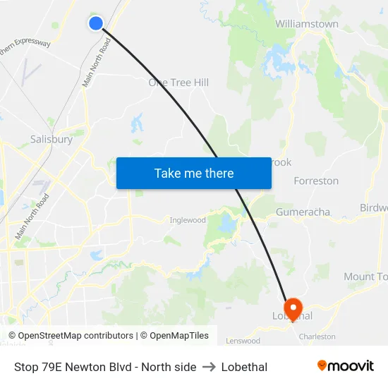 Stop 79E Newton Blvd - North side to Lobethal map