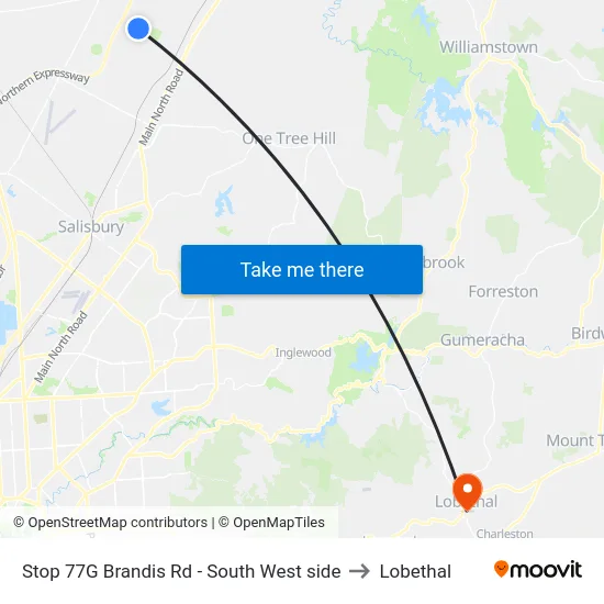 Stop 77G Brandis Rd - South West side to Lobethal map