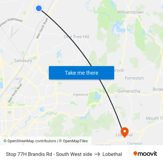 Stop 77H Brandis Rd - South West side to Lobethal map