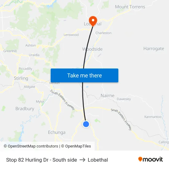 Stop 82 Hurling Dr - South side to Lobethal map