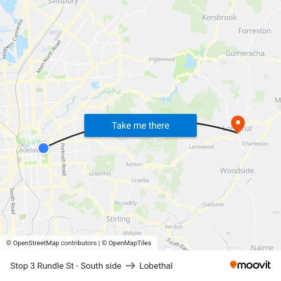 Stop 3 Rundle St - South side to Lobethal map