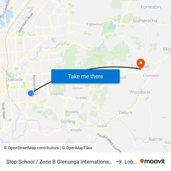 Stop School / Zone B Glenunga International High School Conyngham St to Lobethal map