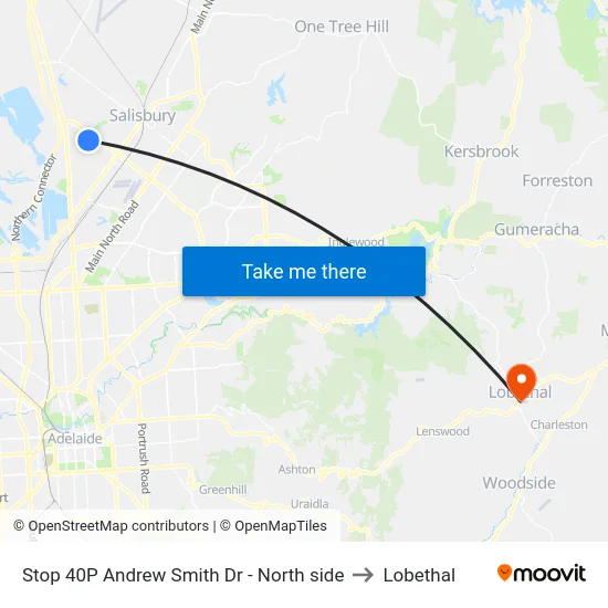 Stop 40P Andrew Smith Dr - North side to Lobethal map