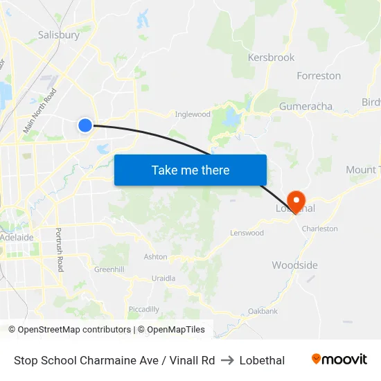 Stop School Charmaine Ave / Vinall Rd to Lobethal map
