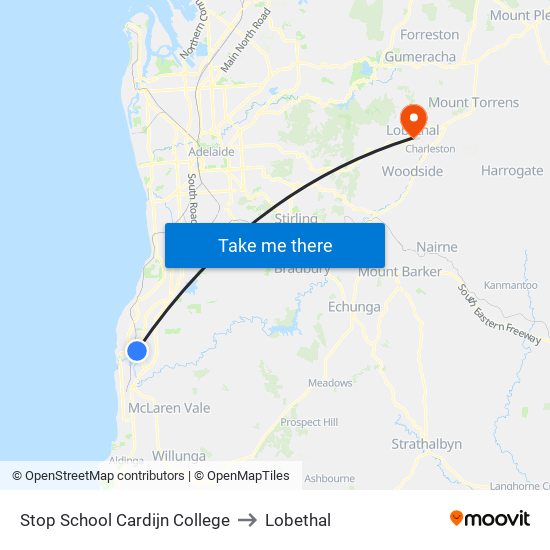 Stop School Cardijn College to Lobethal map