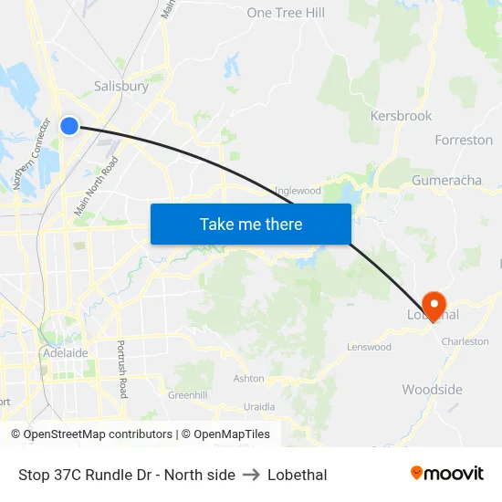 Stop 37C Rundle Dr - North side to Lobethal map