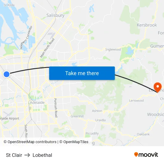 St Clair to Lobethal map