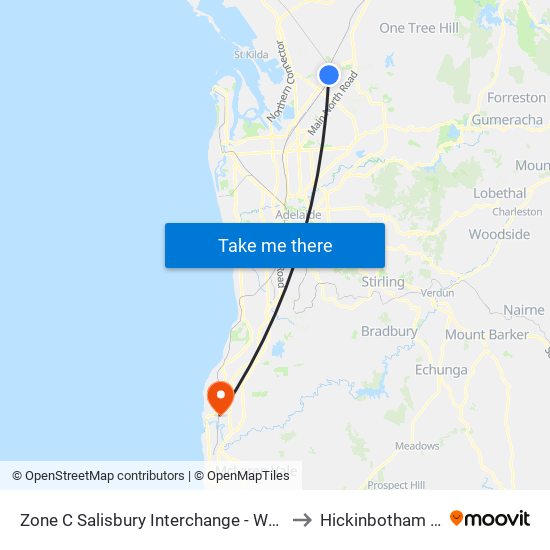 Zone C Salisbury Interchange - West Side to Hickinbotham Oval map