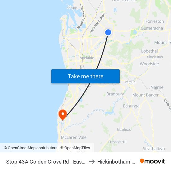 Stop 43A Golden Grove Rd - East side to Hickinbotham Oval map