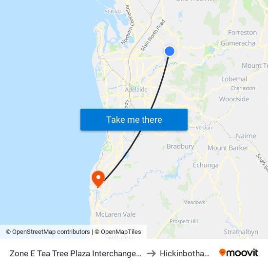 Zone E Tea Tree Plaza Interchange - East side to Hickinbotham Oval map