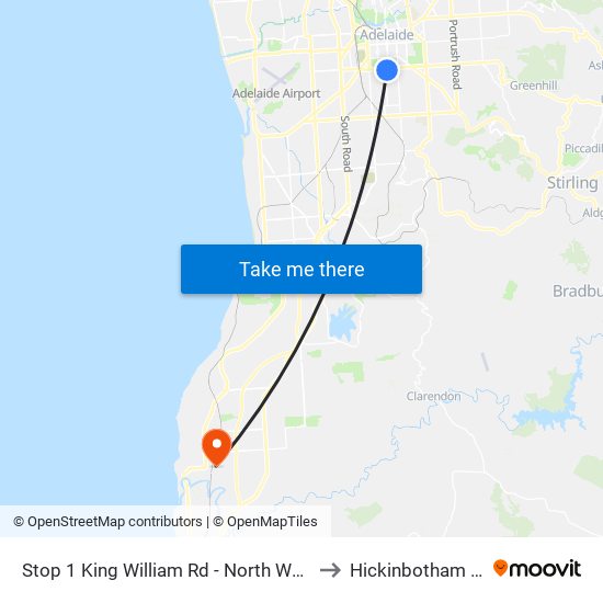 Stop 1 King William Rd - North West side to Hickinbotham Oval map