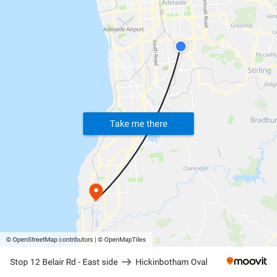 Stop 12 Belair Rd - East side to Hickinbotham Oval map