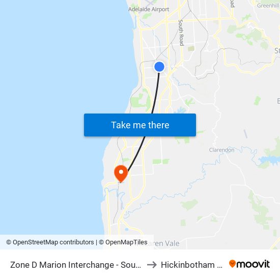 Zone D Marion Interchange - South side to Hickinbotham Oval map