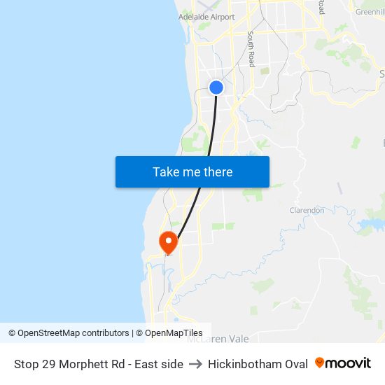 Stop 29 Morphett Rd - East side to Hickinbotham Oval map