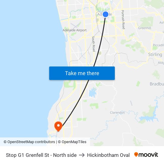 Stop G1 Grenfell St - North side to Hickinbotham Oval map