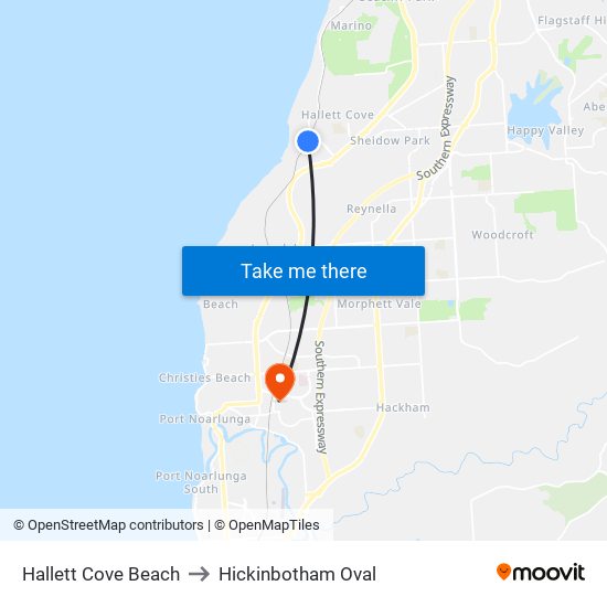 Hallett Cove Beach to Hickinbotham Oval map
