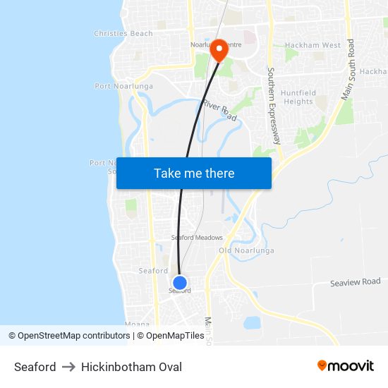 Seaford to Hickinbotham Oval map