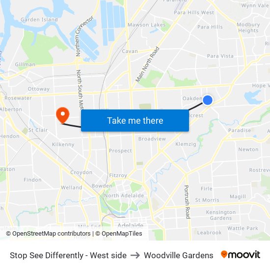 Stop See Differently - West side to Woodville Gardens map