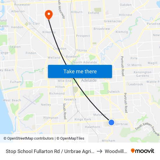 Stop School Fullarton Rd / Urrbrae Agricultural High School - West side to Woodville Gardens map