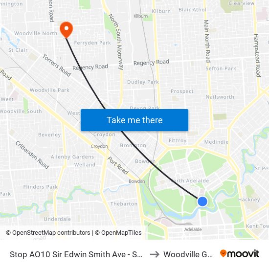 Stop AO10 Sir Edwin Smith Ave - South East side to Woodville Gardens map