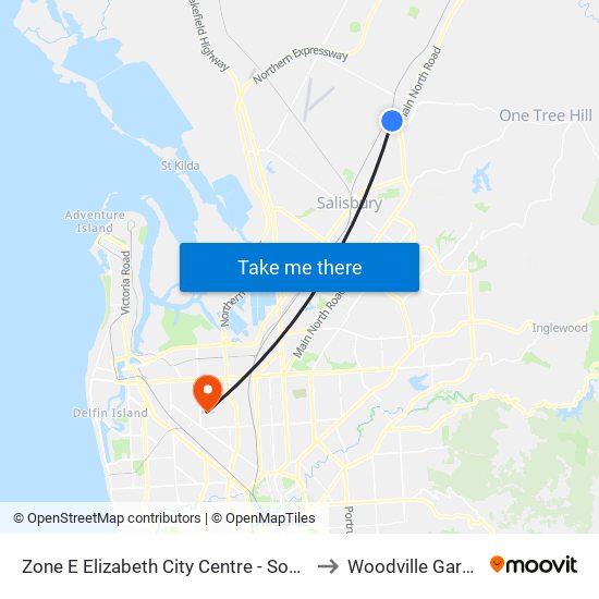 Zone E Elizabeth City Centre - South side to Woodville Gardens map