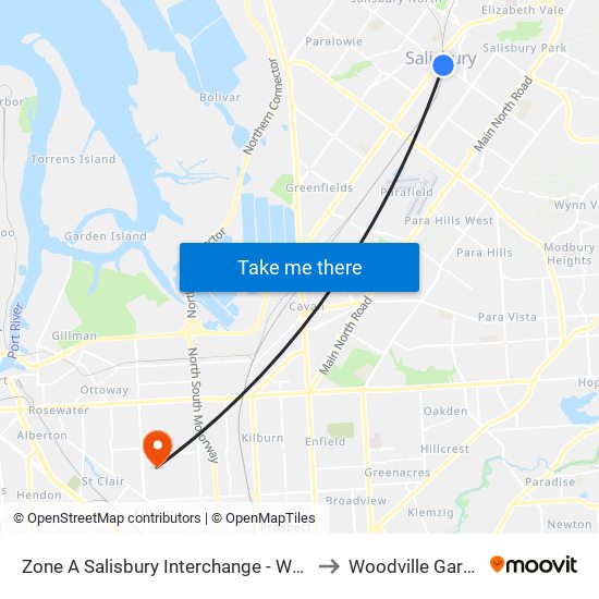 Zone A Salisbury Interchange - West Side to Woodville Gardens map