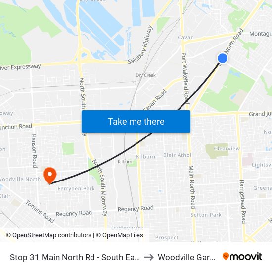 Stop 31 Main North Rd - South East side to Woodville Gardens map