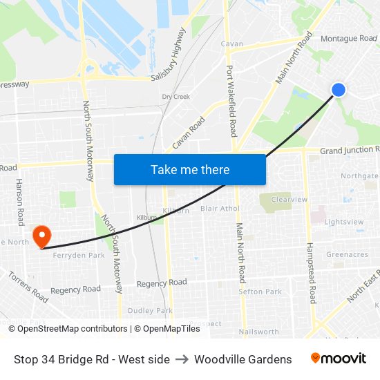 Stop 34 Bridge Rd - West side to Woodville Gardens map