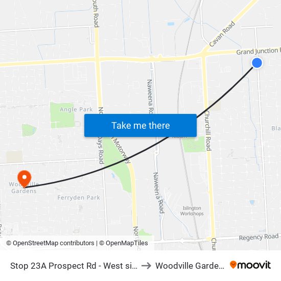 Stop 23A Prospect Rd - West side to Woodville Gardens map