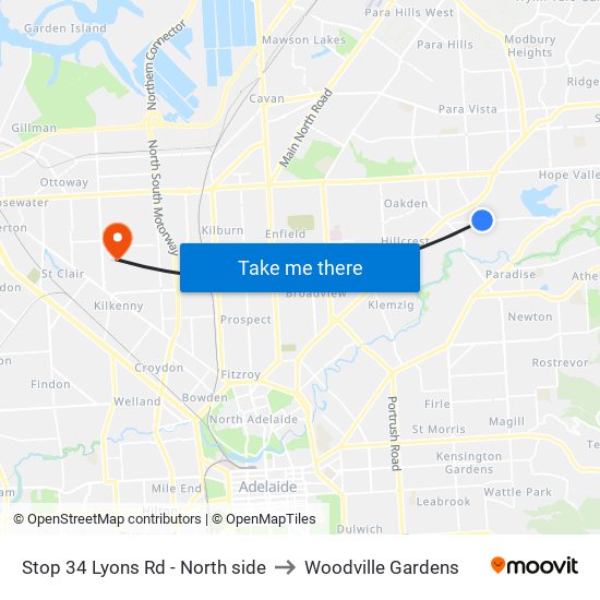 Stop 34 Lyons Rd - North side to Woodville Gardens map