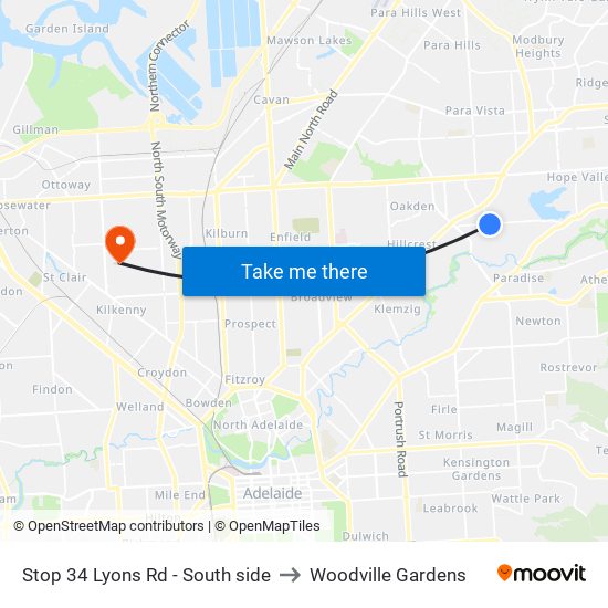 Stop 34 Lyons Rd - South side to Woodville Gardens map