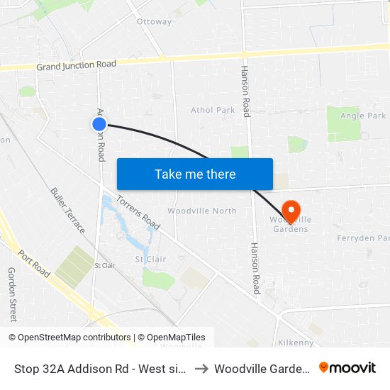 Stop 32A Addison Rd - West side to Woodville Gardens map