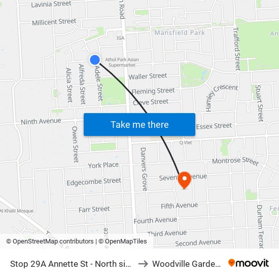 Stop 29A Annette St - North side to Woodville Gardens map