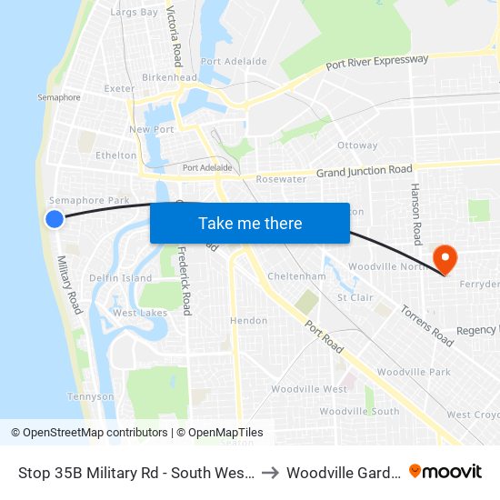 Stop 35B Military Rd - South West side to Woodville Gardens map