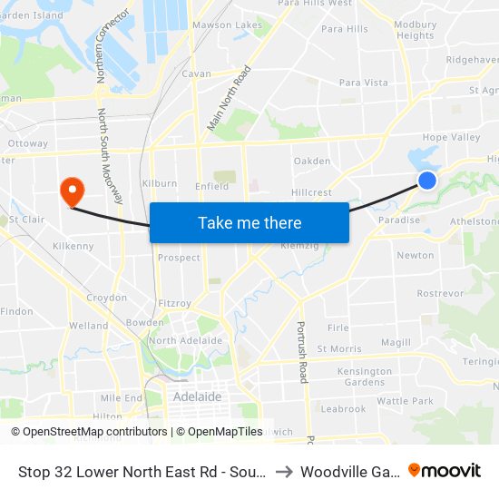 Stop 32 Lower North East Rd - South East side to Woodville Gardens map