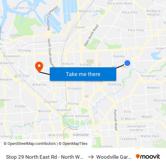 Stop 29 North East Rd - North West side to Woodville Gardens map
