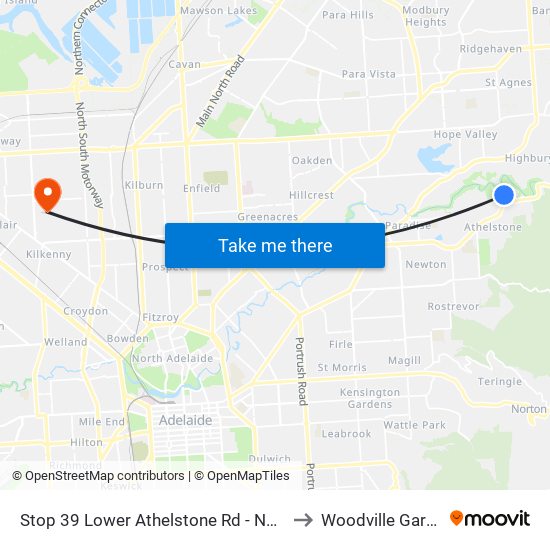 Stop 39 Lower Athelstone Rd - North side to Woodville Gardens map