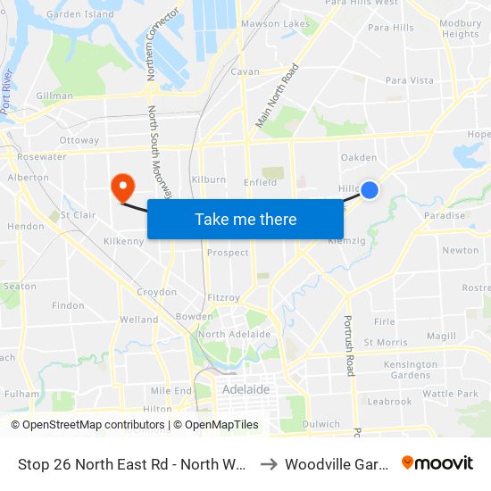 Stop 26 North East Rd - North West side to Woodville Gardens map