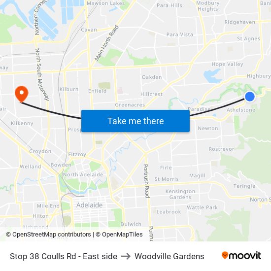 Stop 38 Coulls Rd - East side to Woodville Gardens map