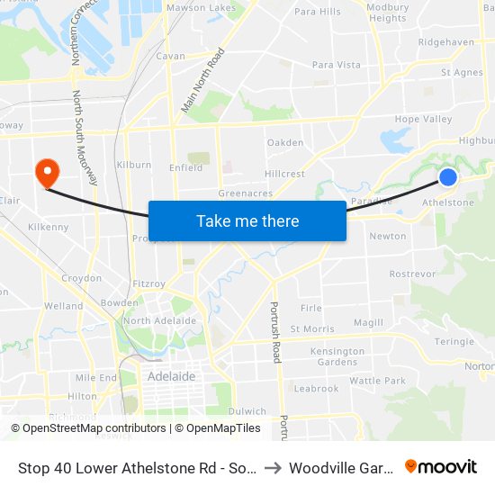 Stop 40 Lower Athelstone Rd - South side to Woodville Gardens map