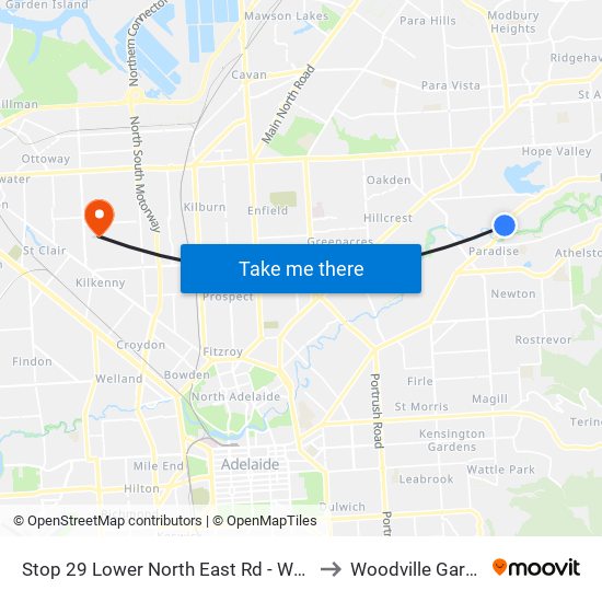 Stop 29 Lower North East Rd - West side to Woodville Gardens map