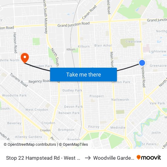 Stop 22 Hampstead Rd - West side to Woodville Gardens map