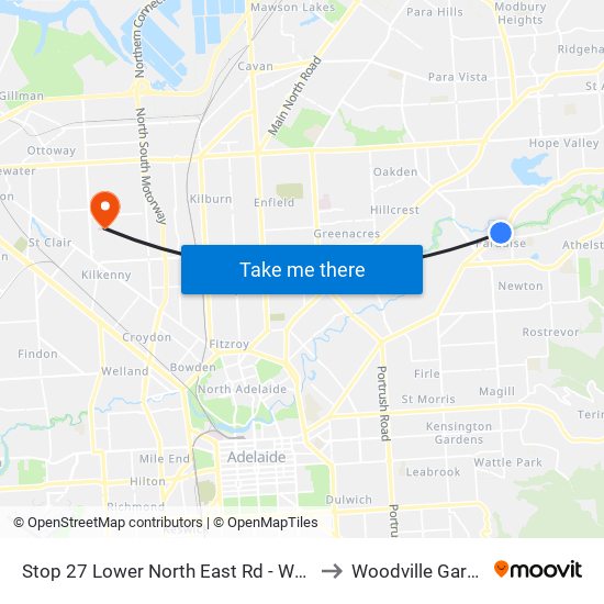 Stop 27 Lower North East Rd - West side to Woodville Gardens map