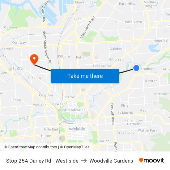 Stop 25A Darley Rd - West side to Woodville Gardens map