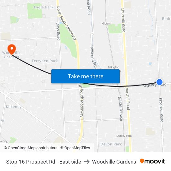 Stop 16 Prospect Rd - East side to Woodville Gardens map